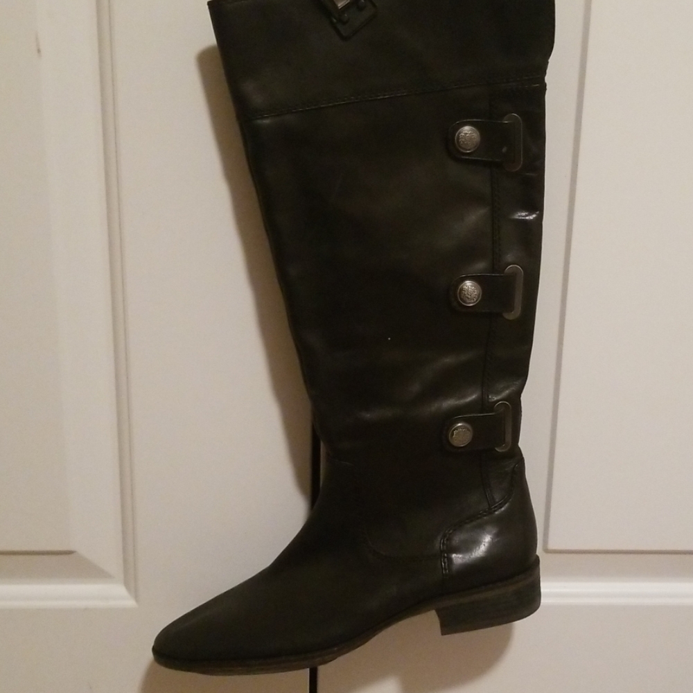 Tall Black Leather Boots Size 9M
